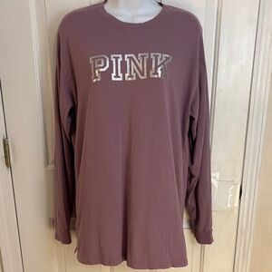 PINK Victoria's Secret Mauve Long Sleeve with Metallic Logo